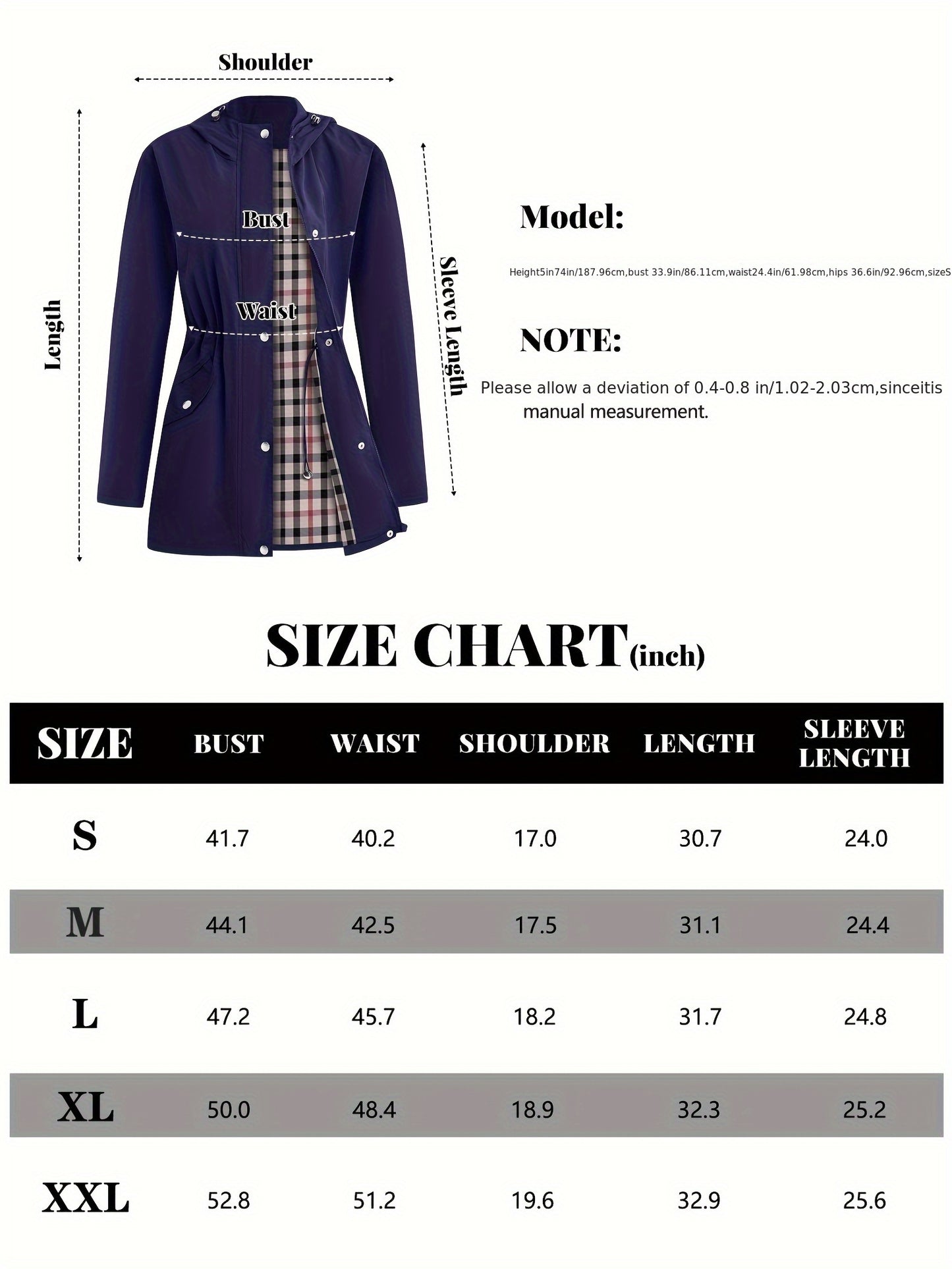 Women'S Lightweight Raincoat - Breathable Windbreaker Jacket With Adjustable Hood, Stylish Trench Coat For Outdoor & Work, Machine Washable, X-Shape Design