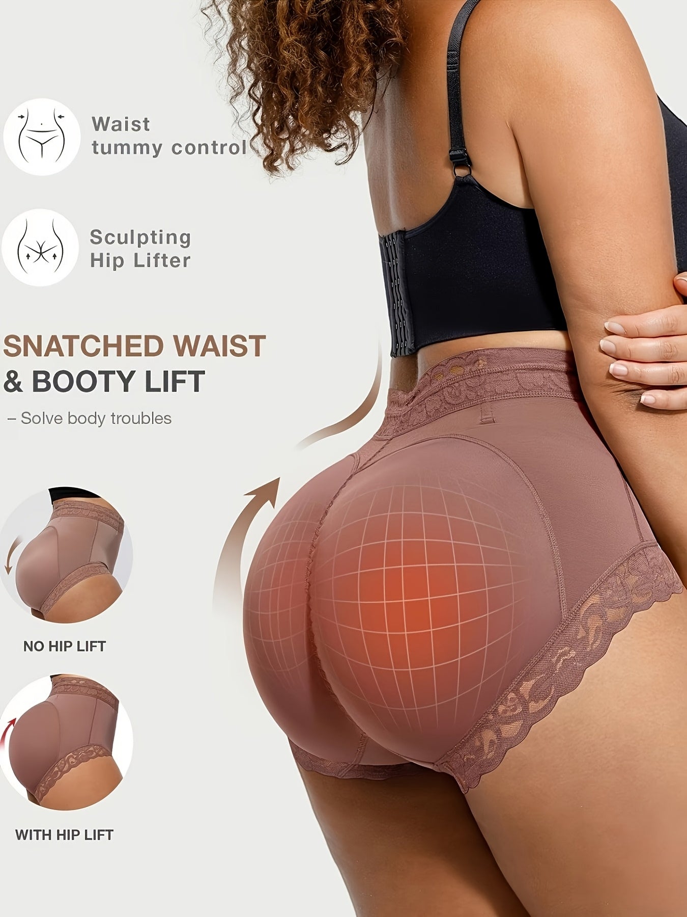1pc High-waisted Shaping Thong With Seamless Construction, Machine Washable, Non-rolling And Non-slip Cuffs