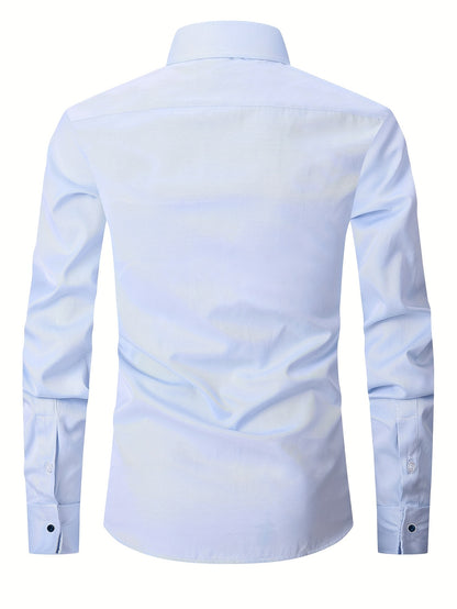 2025 New Men'S French Shirt Double-Barrel Sleeve Business Formal with Premium Cufflinks, Wedding Banquet Office Elegant Slim Fit