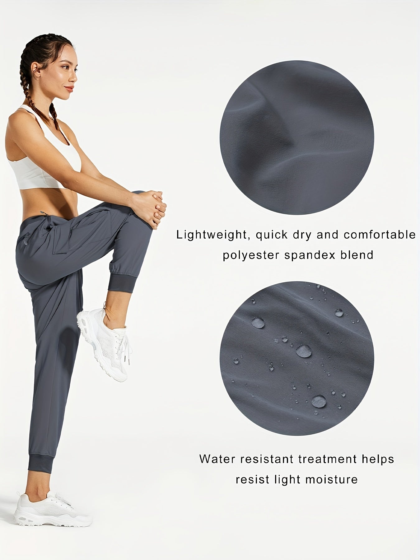 Women'S Cargo Joggers Hiking Pants Lightweight Quick Dry Camping 50+ Zippered Pockets