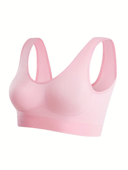 7 Solid Seamless Sports Bras, Comfortable And Breathable Bras, Women's Underwear And Vests