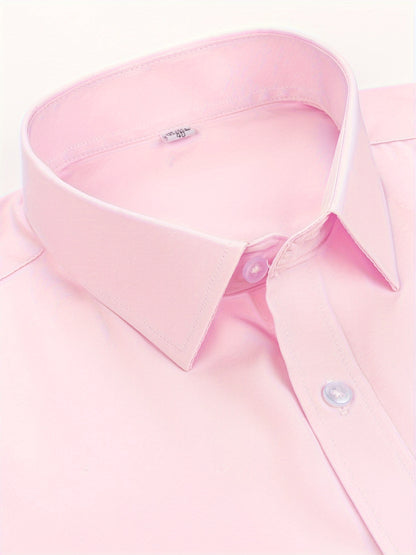 Men's Light Brown Business Casual Dress Shirt - Long Sleeve Classic Collar, Metal Button Placket & Subtle Texture Pattern, Regular Fit All-Season Office Work Uniform, Solid Color Professional Attire, Office Clothes, Durable Dresswear