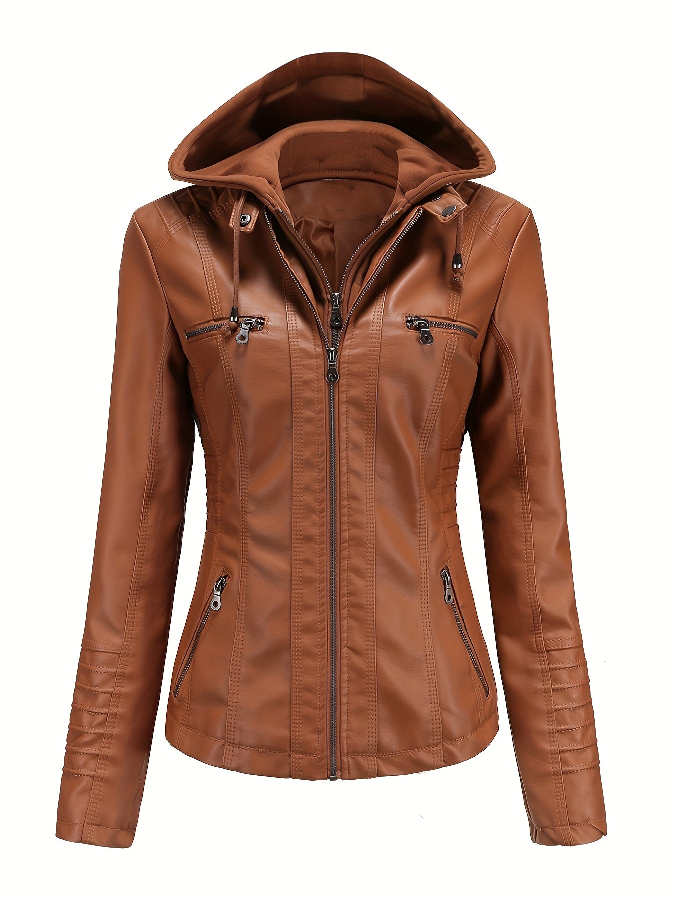 Women'S Jacket Motorcycle Jacket for Riders with Removable Hood