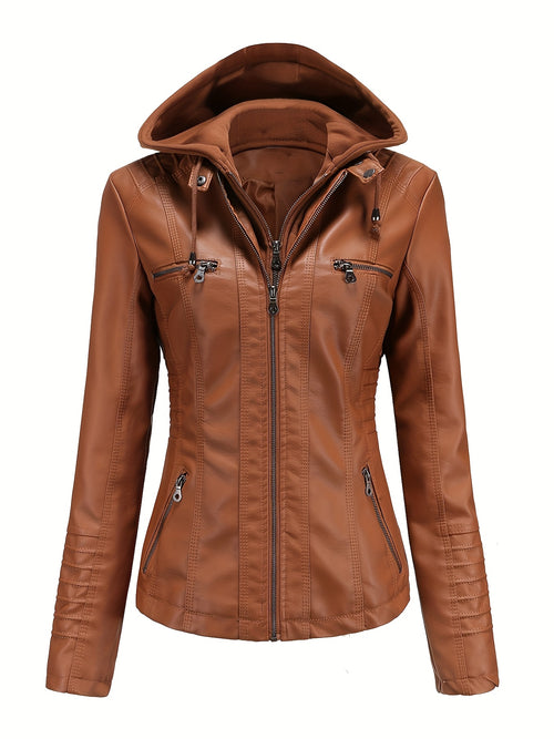 Women'S Jacket Motorcycle Jacket for Riders with Removable Hood