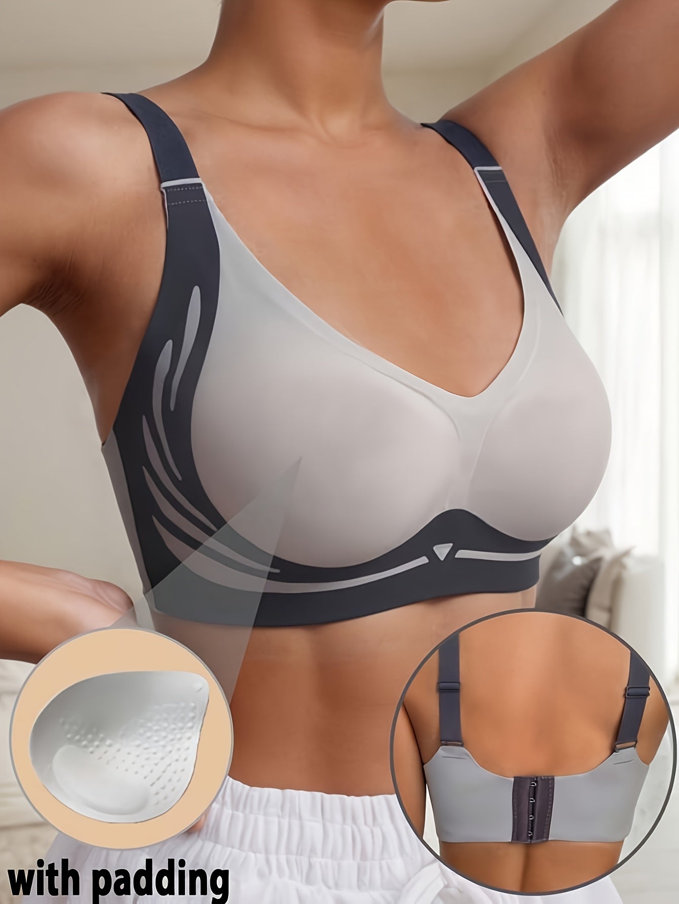 A Luxurious 4pcs Anti-Gravity Lifting Bra Featuring a Closed Double-Breasted Design, Offering Comfort And Breathability. It Is Skin-Friendly, Seamless, And Easily Storable, Making It Ideal for Sportswear