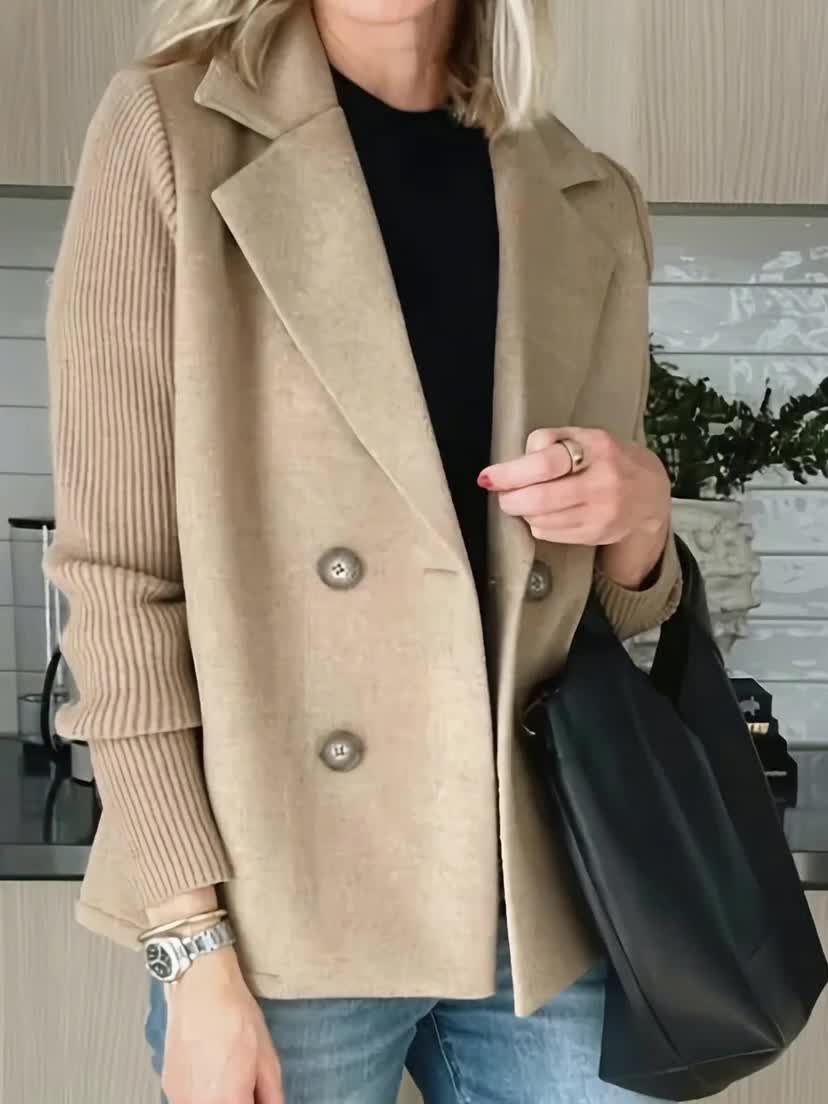 Women'S New Fashion Casual Double-Breasted Casual Strip Long-Sleeved Suit Jacket