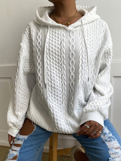 2025 Fall/Winter Hot! American Solid Color Cable Hoodie for Women, Loose Retro Top, Lazy Style, Versatile for Streetwear And Daily Wear
