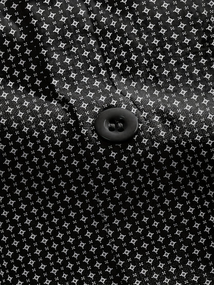 Men'S Plus Size Casual Short Sleeve Shirt Featuring a Black And White Geometric Design - Button-Up, Summer Style, Everyday Wear | Geometric Design Top | Short Sleeve Top