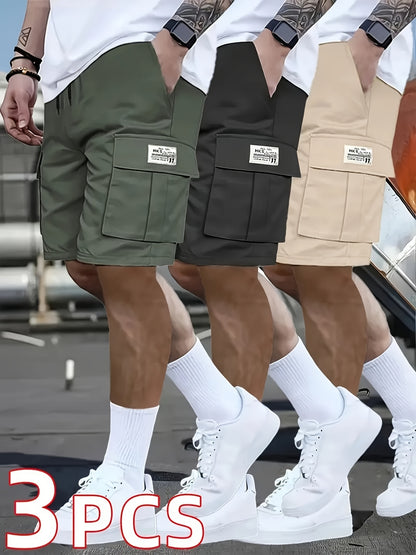 3pcs Set - Men'S Shorts, Casual Loose Shorts, Perfect Choice, Large Pocket Workwear Shorts, Summer Workwear Shorts Men'S Five Quarter Pants Ins Trendy Straight Leg Casual Five Quarter Shorts Couple Basketball Pants
