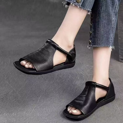 2026 New Women's Vintage Soft Design Lightweight Flat Heel Open-Toe Non-Slip Roman Flat Sandals, Women Shoes