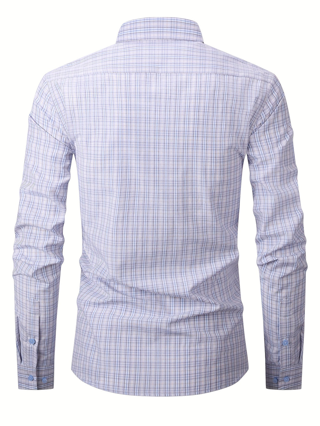 ! Men's Plaid Long Sleeve Shirt - Casual Button- with Pocket, 50% Cotton 50% Polyester, Comfortable Street Style & Commute Essential Fall Wardrobe