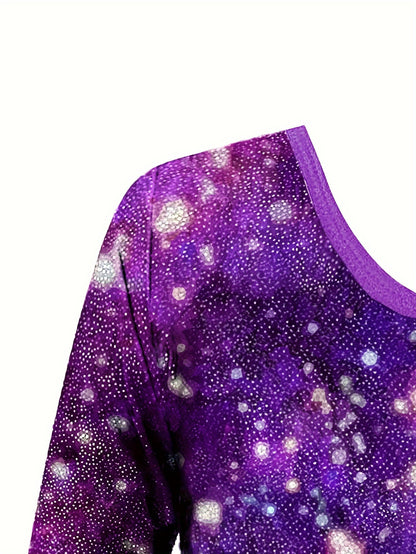 Girls' 3pcs Gymnastics Leotard Set with Stars Pattern, Long Sleeve Bodysuit & Matching Shorts - Includes Hairband, Stretchy & Breathable Fabric for Dance Training, Perfect for Outdoor, All Seasons, Gift for Back-to-School Season, Beach Essentials