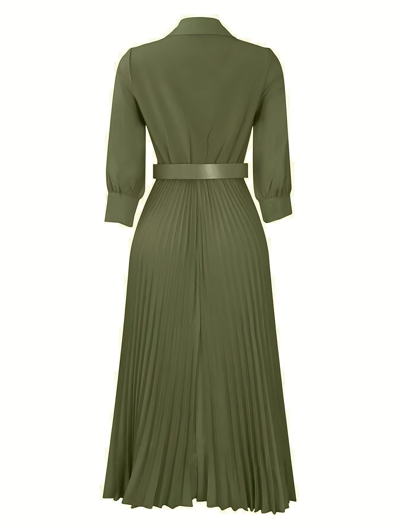 Women's Dress, 3/4 Sleeve Flared A Line, Casual Semi Formal with Belt, Wedding Guest Office Lady