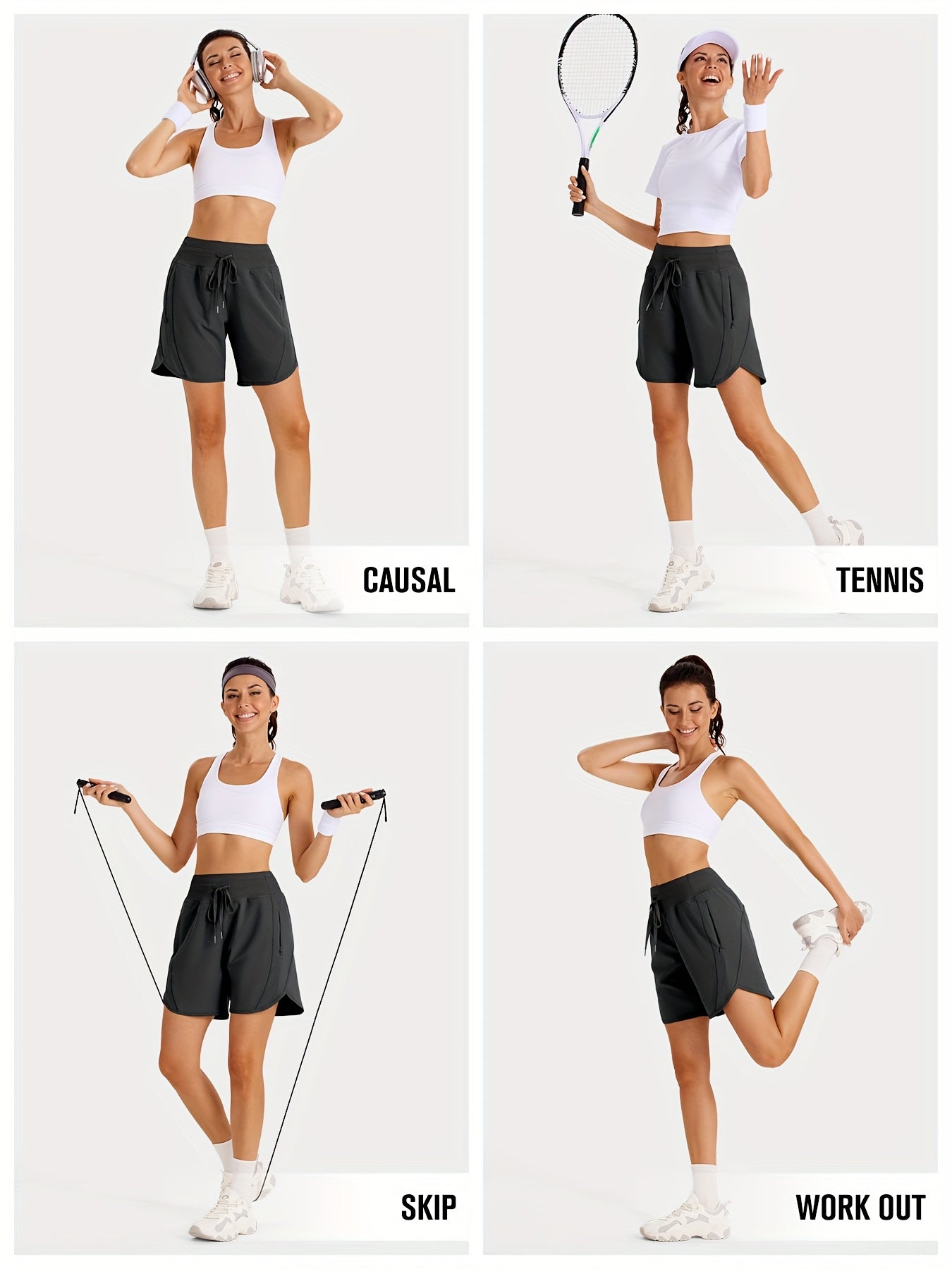 2-Pack Athletic Shorts for Women - Breathable Stretchy Quick-Dry Durable with Waistband for Running Gym Tennis Summer Running Short
