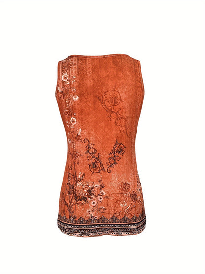 [Machine Washable Vest] Retro V-Neck Vest - Orange Suitable for Commuting & Outfits, Machine Washable Sleeveless Style for Spring Summer Fall Layering, Non- Vests for or Casual Wear