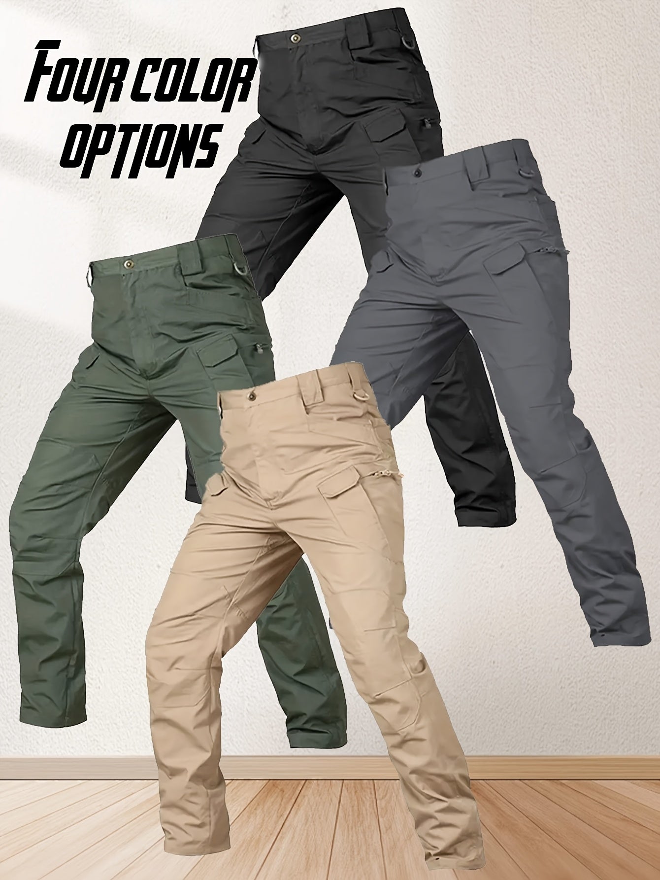 4 Pairs of Men's Lightweight Work Pants - Durable, Breathable And Quick-Drying, with Multiple Pockets, All-Season Straight-Leg Pants Suitable for Outdoor Adventures And Construction, Hiking Pants - Perfect Birthday/ Anniversary Gifts