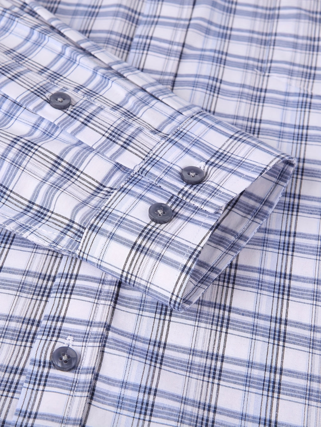 ! Men's Plaid Long Sleeve Shirt - Casual Button- with Pocket, 50% Cotton 50% Polyester, Comfortable Street Style & Commute Essential Fall Wardrobe