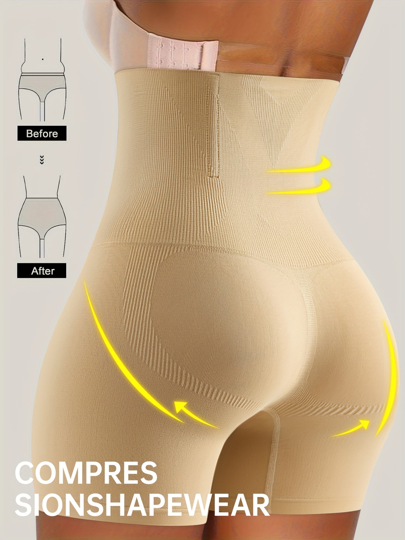 1pc Shaping High-waist Briefs That Smooth and Contour Your Silhouette, Offering Firm Support and Comfort for a Sleek, Elegant Look Throughout the Day