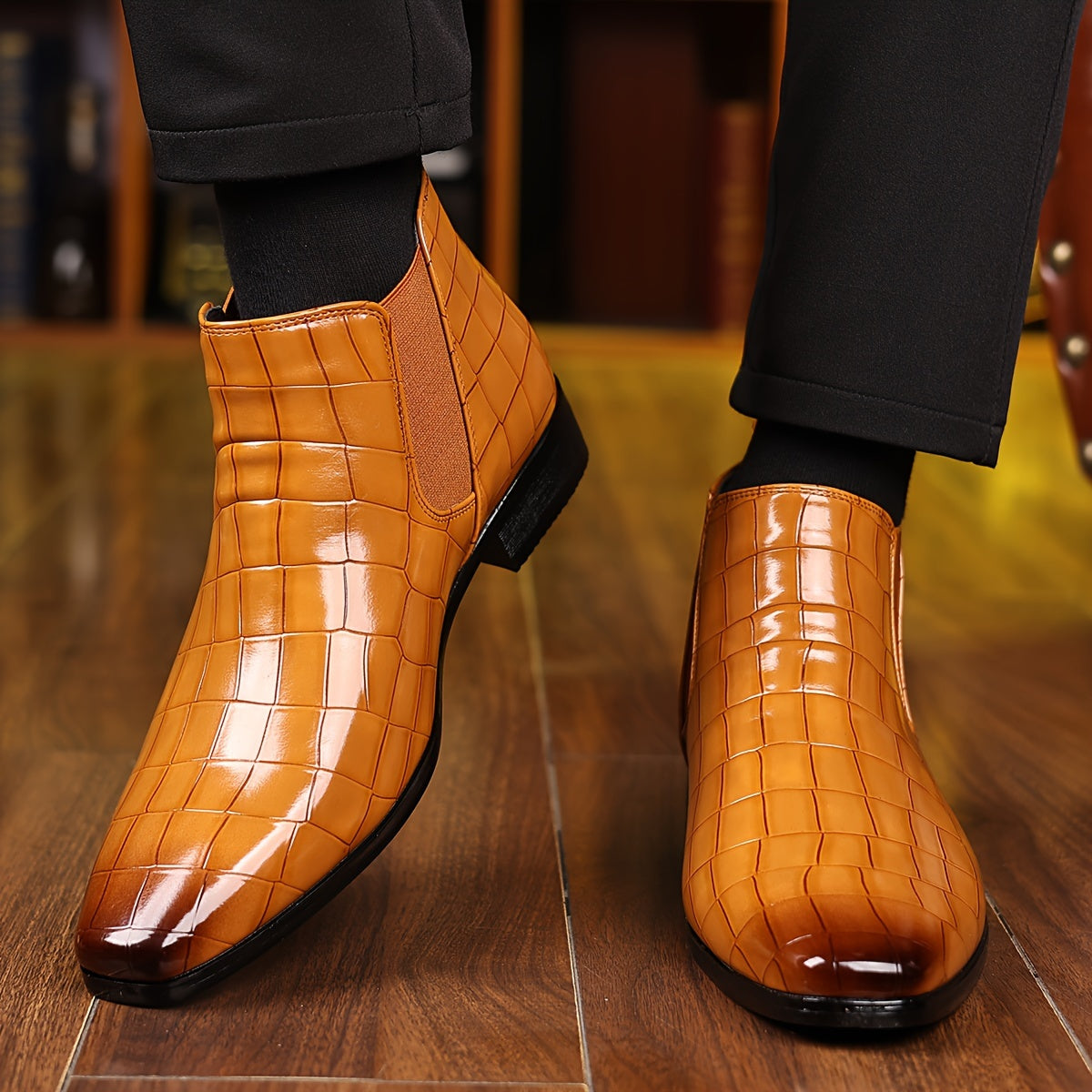 2207 Men's Checkered Pattern Boots