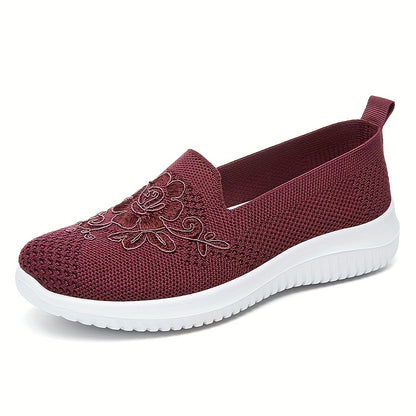 Women'S Breathable Hollow Flat Shoes, Shallow Mouth Flower Solid Color Mesh Shoes, Fashionable Lazy Shoes