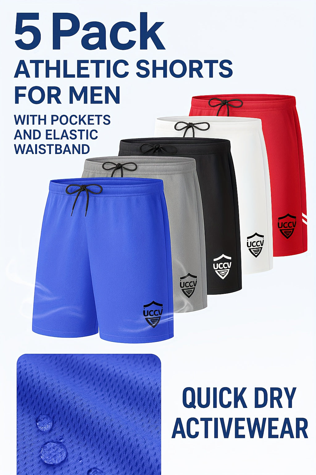 5 Pack Athletic Shorts for Men with Pockets And Elastic Waistband Quick  Activewear