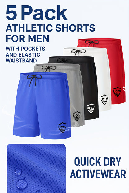 5 Pack Athletic Shorts for Men with Pockets And Elastic Waistband Quick  Activewear