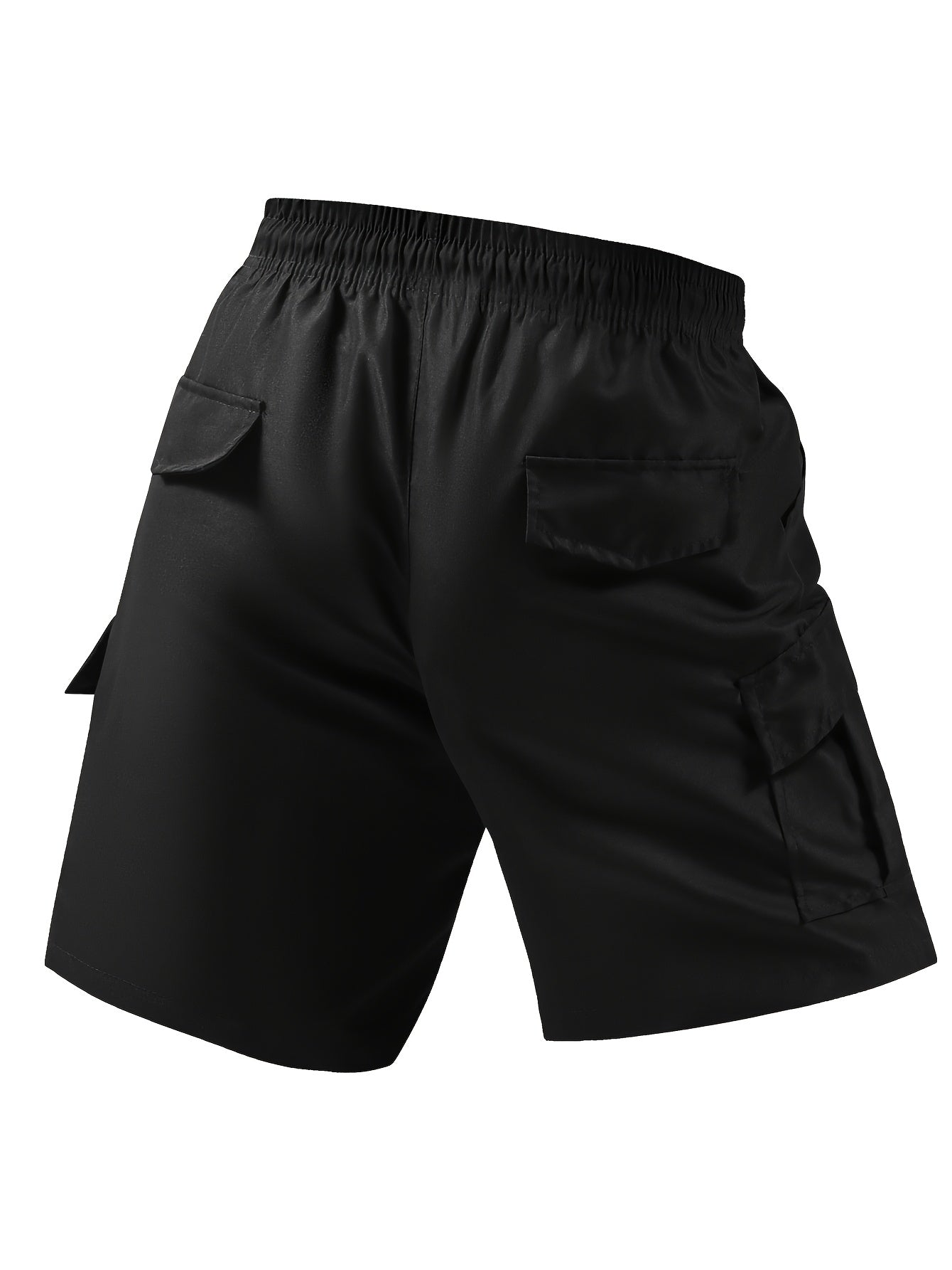 Men's Black + Gray + Blue + Khaki Polyester Shorts - product view 5