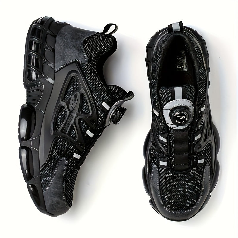Button Elastic Lace-up Loafer Anti-smash And Anti-stabbing Work Shoes