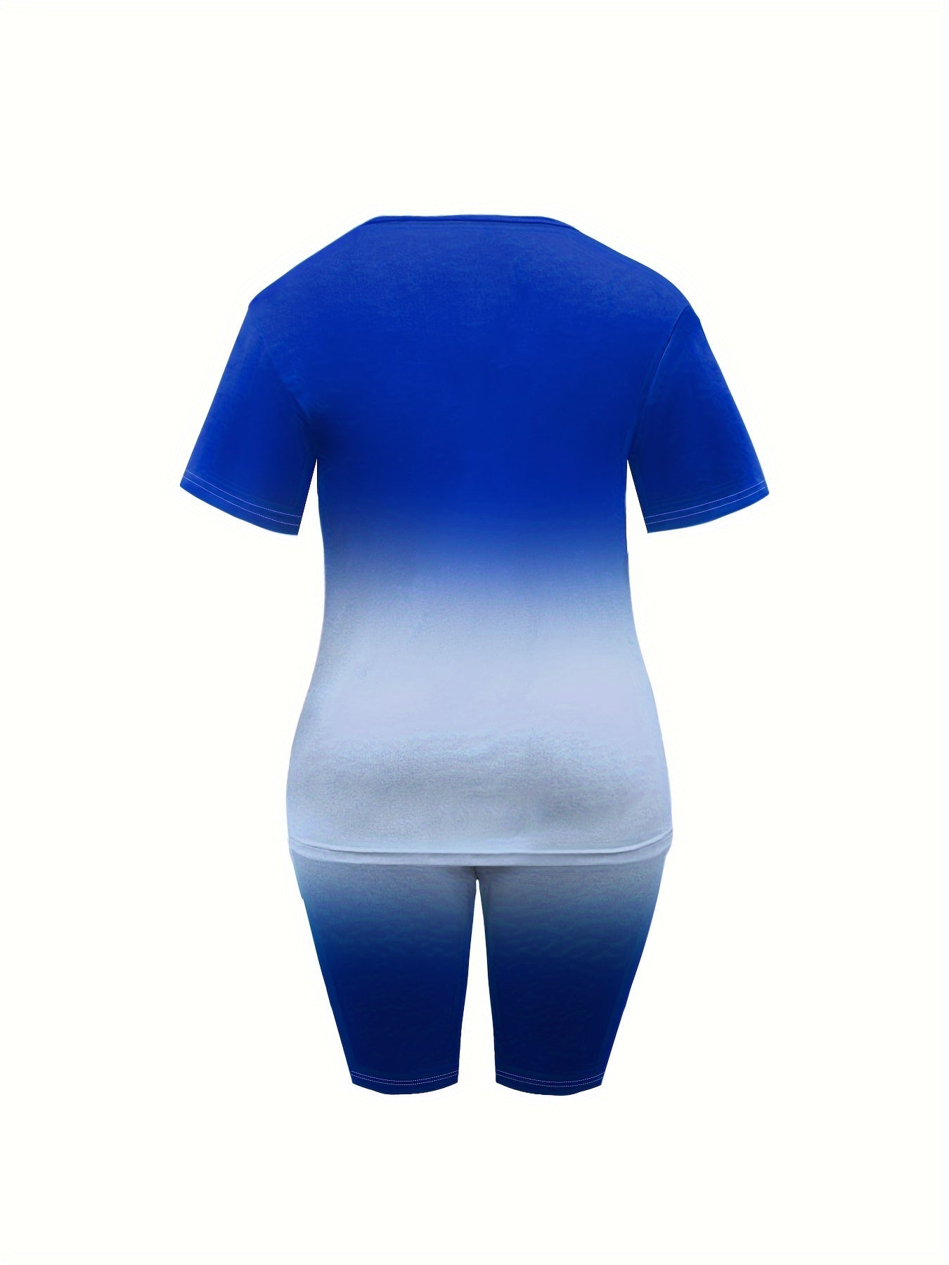 Plus Size Beautiful Crazy Print Casual Shorts Set, Crew Neck Short Sleeve Top & Shorts Outfits For Spring & Summer, Women's Plus Size Clothing