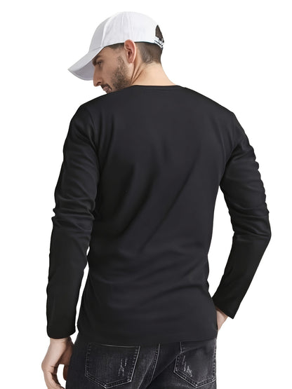 3pcs Men'S Thick Long-Sleeve Tees: Breathable, Sweat-Absorbent with Paris Letter Patterns. Round Neck, Casual Street Style-Fit for Outdoor Sports And Daily Wear. All-Season, Ideal Fashionable Casual Tops Novelty Pajamas Loungewear, Sweat-Resistant