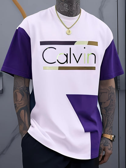 Men's Large Size Oversized T-Shirt - Full-Body 3D Letter Print Modern Typography Top, Loose Fit Round Neck Short Sleeve Casual Shirt Suitable for Spring/Summer Wear, Durable Digital Print Blouse Style for Tall Males (Machine Washable), PLUS SIZE
