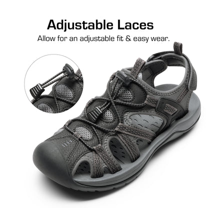 Women's Hiking Sandals Adventurous Summer Sports Shoes Outdoor Closed Toe Athletic Sport Sandals Comfortable Water Shoes Water-Friendly Beach Pool Vacation Fishing Boating Park Shoes
