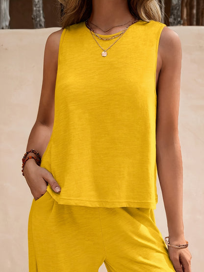 Summer New Women's Casual Two-piece Set Of Clothes, Europe And The United States Trends All Match Loose Head Round Neck Leisure Suit