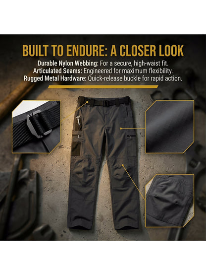 2pcs Men's Tactical Cargo Pants, Multi-Pocket Ripstop Work Trousers, High Quality Outdoor Hiking Pants, Durable Straight Leg Utility Pants for Work, Camping, Daily Wear