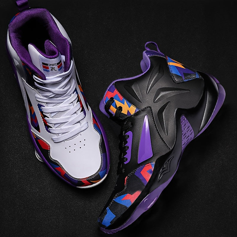 Women'S Geometric Graphic Non-slip Basketball Shoes, Non-slip Wear-resistant Athletic Sneakers, Fashion Basketball Training Shoes