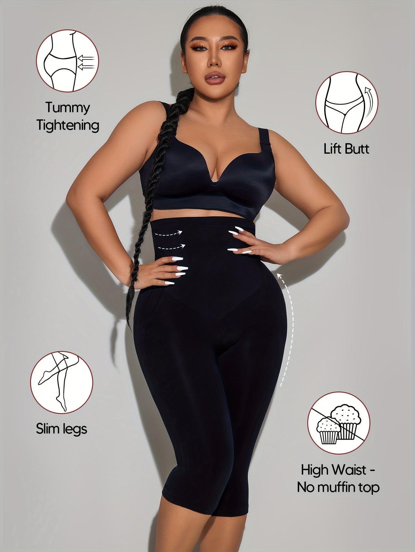 Solid High-Waisted Shaping Shorts Featuring an Anti-Slip Strip, Designed for Tummy Control And Butt Lifting. These Comfortable And Highly Elastic Shapewear Pieces Are Excellent for Abdominal And Hip Lifting