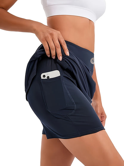 Women's Golf Skirts Skort 4 Side Pockets High Waisted Stretchy Tennis Skirt with Short Athletic Casual