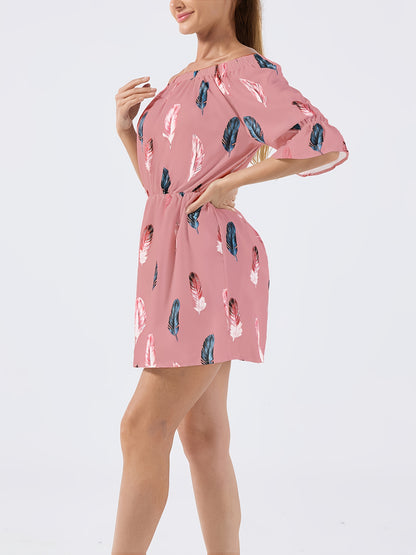 Elegant Off-Shoulder Ruffle Blouse with Vibrant Print, Women'S Chic Long Sleeveless Shirt, Perfect for Spring/Summer Casual Or Formal Occasions, Ladies Blouse