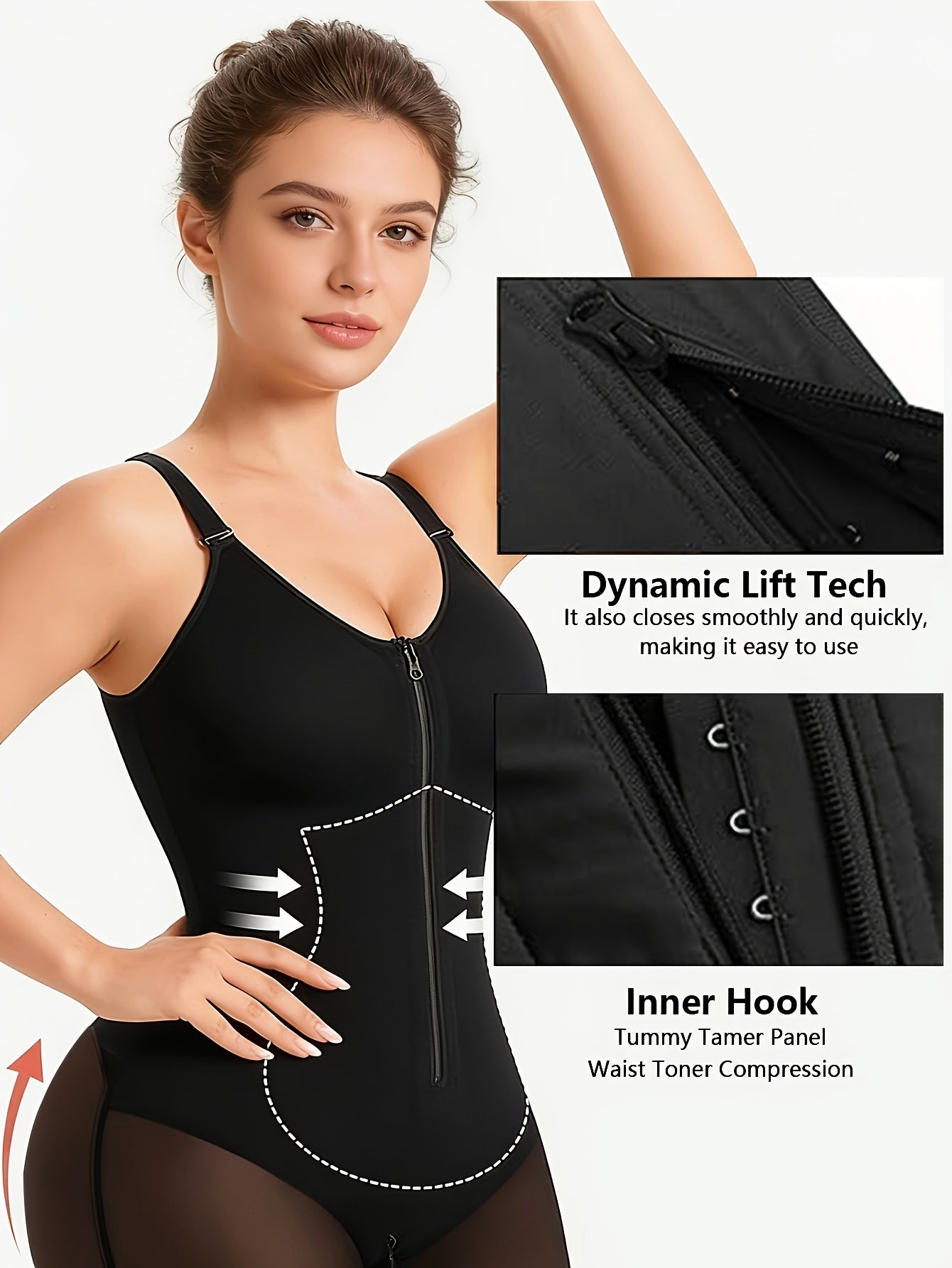Women's Sports Yoga Shaper: Tummy-Tucking, Butt-Lifting, And Body-Sculpting Pants with Zipper, Detachable Straps, And Zipper Crotch; Gym And Casual Workout Tummy-Tucking Shaper; Top Summer Choice for Tummy Control; Waist And Abdominal Shaping Band