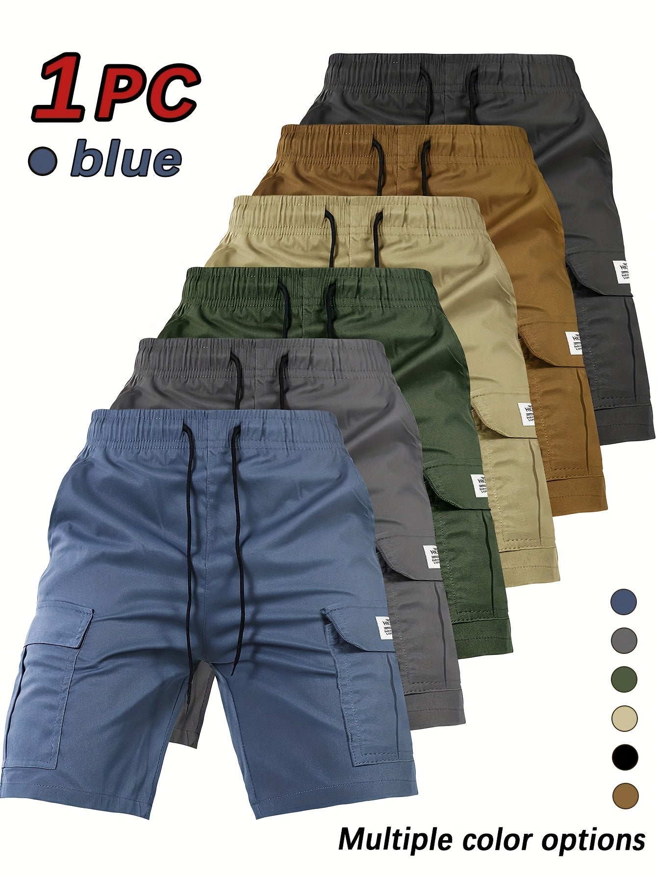 Men's Black Polyester Cargo Shorts - product view 29
