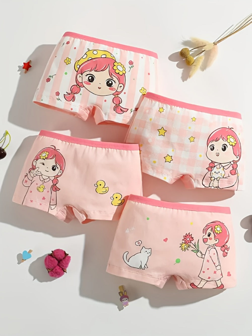 Girls' Boxer Briefs - 12-Pack Assorted Cartoon Print Style 5397
