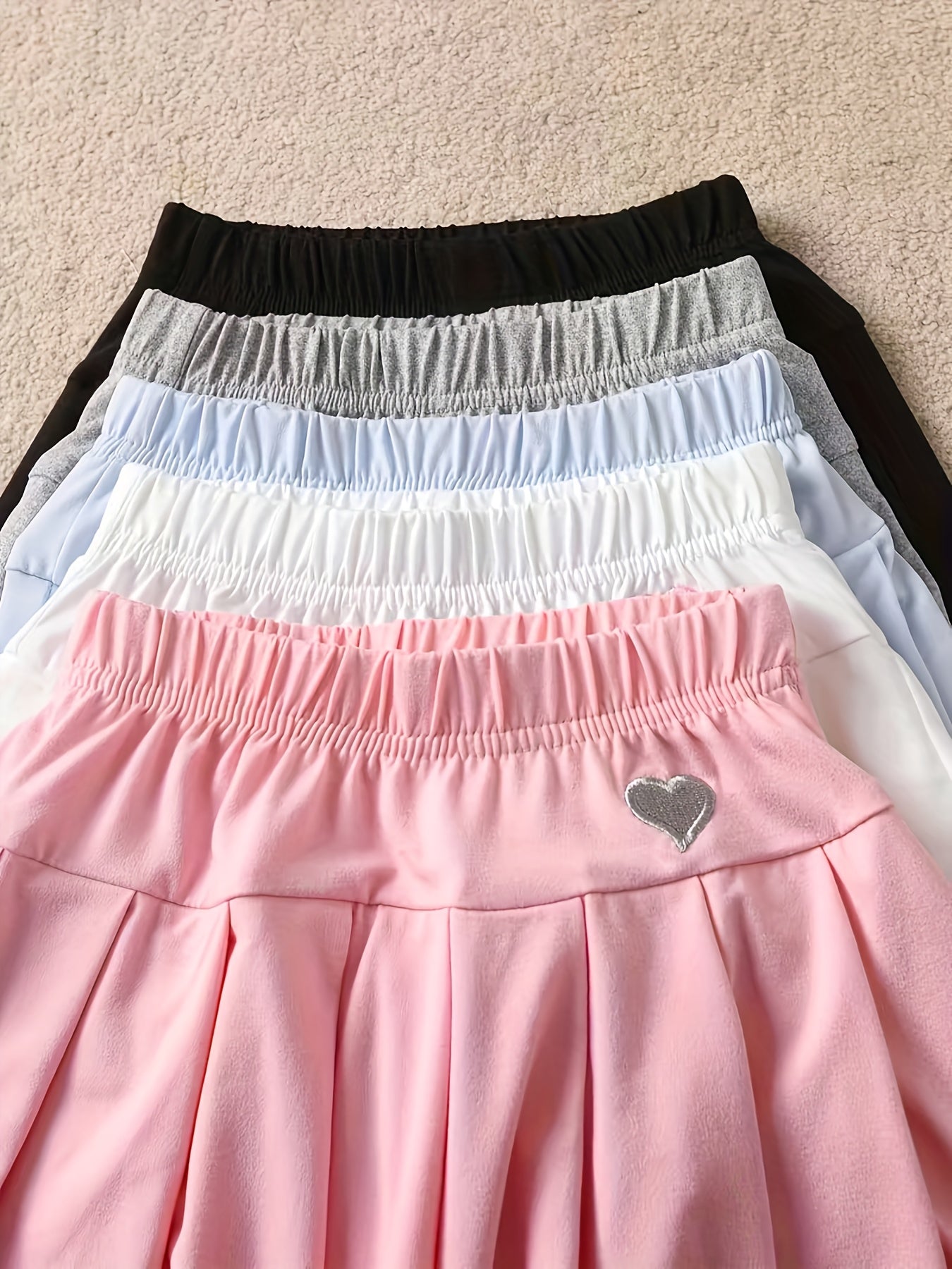 Randomly Send 2pcs, Girls' Pleated Skirt, Pants Belt, Safety Pants Skirt, Versatile Children's Anti Light Half Length Skirt, Summer Mid Size Children's Fashion, Suitable for Outdoor Sports Wear