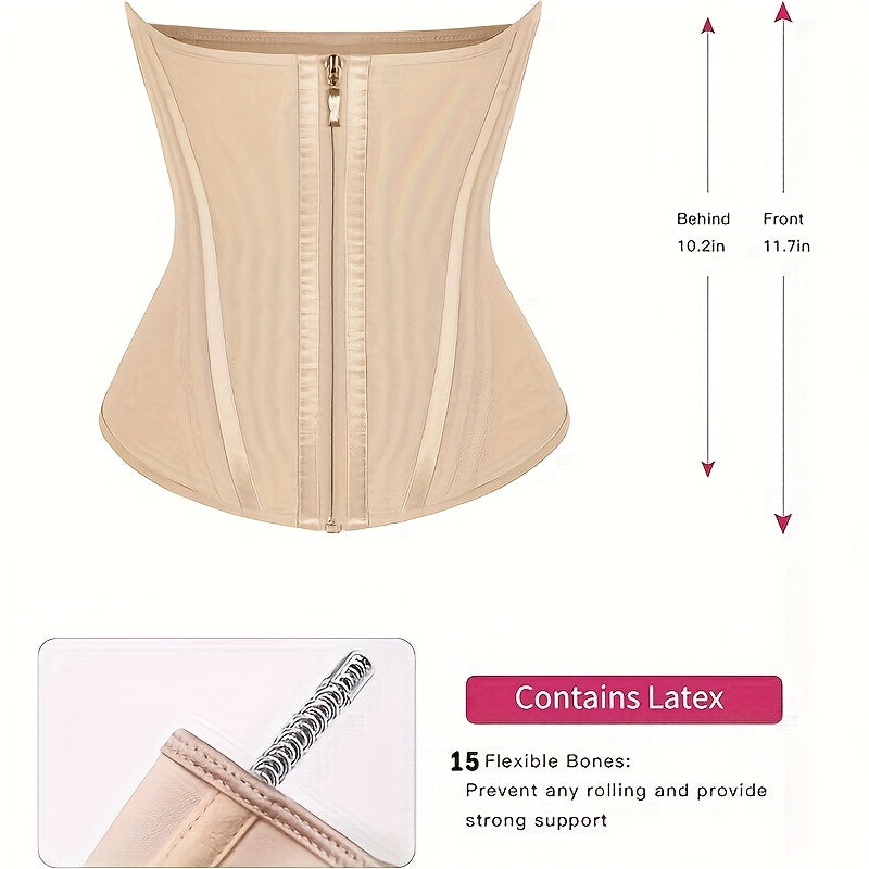 Women Adjust Hooks And Zipper Tummy Trimmer Control Waist Trainer Belt, High Compression Steel Boned Waist Belt
