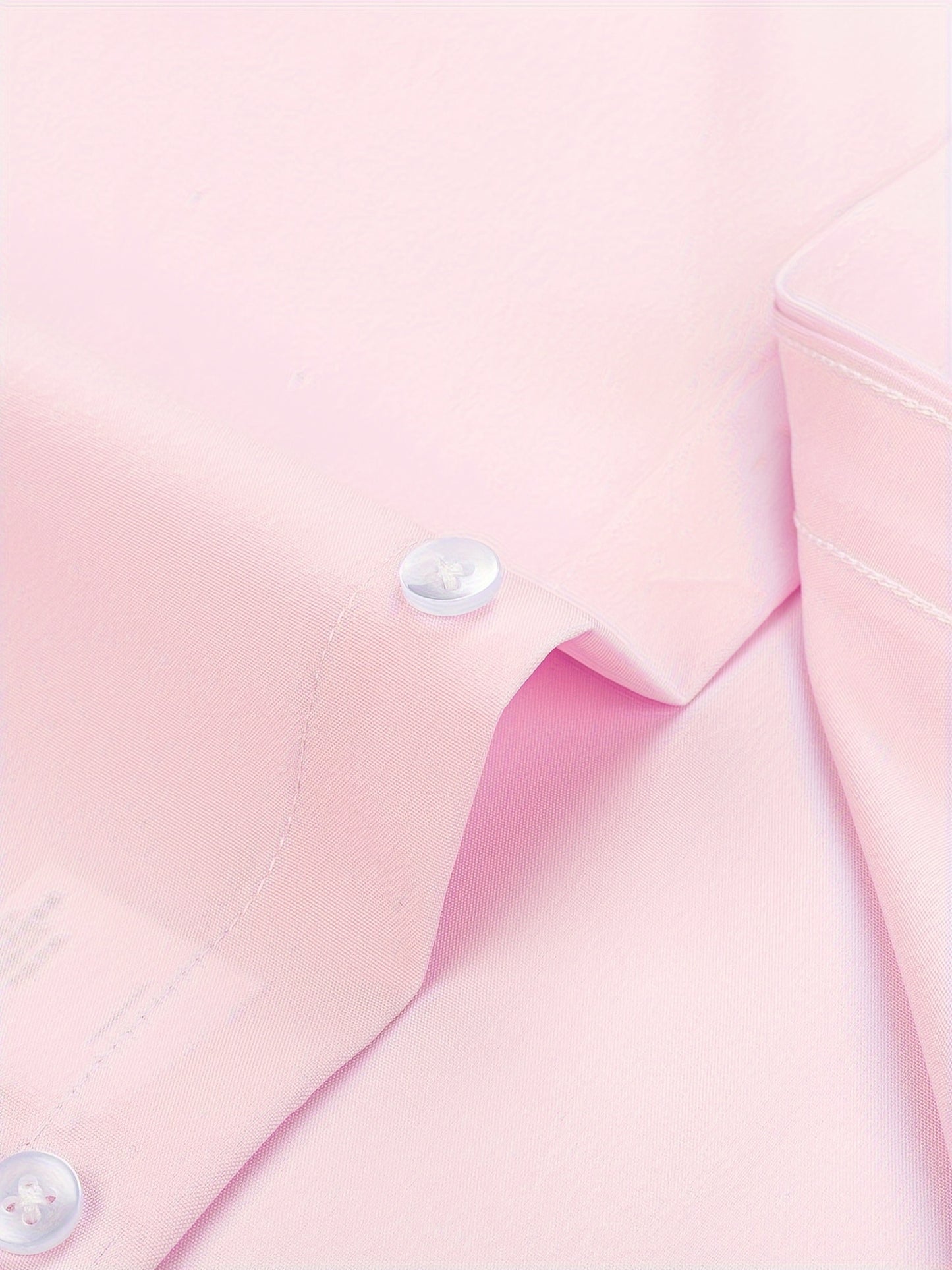 2pcs Men's Long Sleeve Dress Shirts - Elegant White, Stretchy Fabric, Business Casual, Unwrinkled, Single-Breasted with Lapel Collar, All-Season Wear, Casual Attire|Elegant Lapel Shirt|Stretchy Fabric