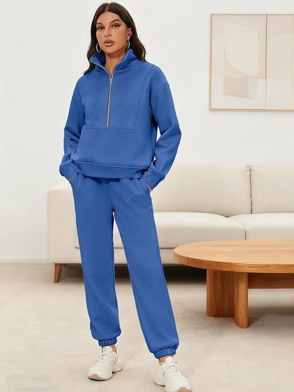 A Set of Autumn And Winter European And American Women'S Two-Piece Suits, Sweatshirts, Trousers, Fleece Sports, Street Fashion And Casual Suits