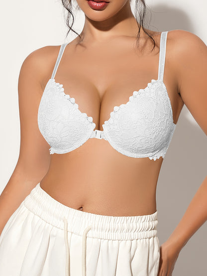Sexy Lace Front-Buttoned Lingerie Women'S Cup-Shaped Soft And Breathable Push-Up Bra. Shipped from Local