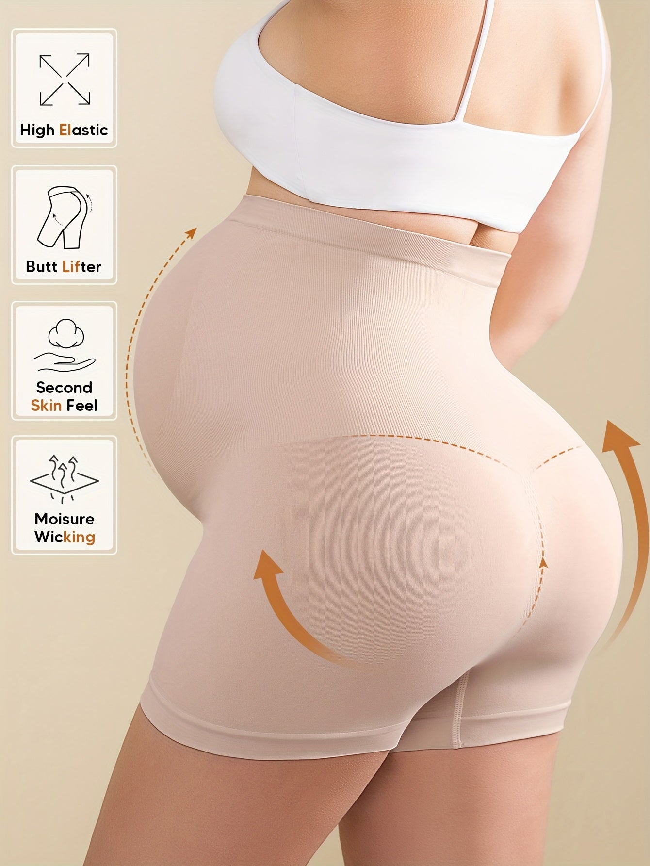 Women's High-Waist High-Stretch Belly Support Fabric with Abdominal Functionality, Ribbed Back Support Maternity Shorts, Comfortable and Breathable Suitable for the Full Pregnancy Cycle, Maternity Clothing|Breathable Fabric|Elastane Fabric