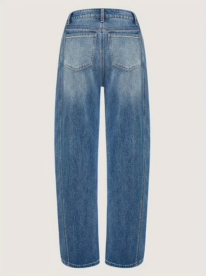 [Retro Wide-Leg Jeans] Ladies' Retro Wide-Leg Jeans, Heavy-Duty Washed Jeans, Jeans With A Gradient Design From Light Blue To Dark Blue