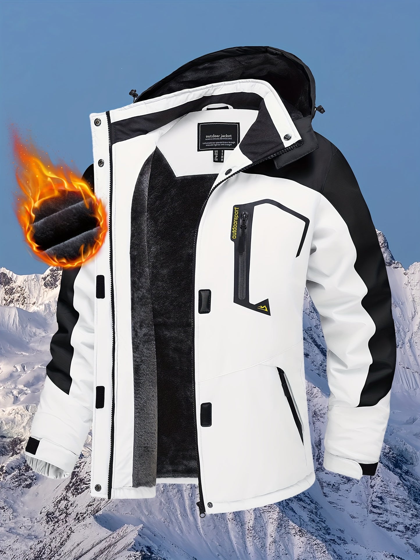Winter Jacket for Women - Women's Ski Snowboard Jacket Thermal Fleece High Quality Insulated Snow Jacket Casual Work Jacket Outdoor Sports Coat Windbreaker Parka 4 Pockets Camping Snow Jacket Windproof Hood Warm Winter Hiking Fleece Lined Jacket