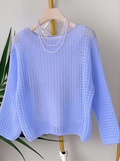 2026 Women'S Hollow Out Sweater Cardigan Long Sleeve Open Front Crochet Cover Up Lightweight Casual Layering Outerwear Soft Top For Spring Fall Winter Resort Wear